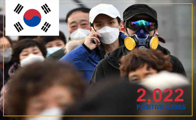 After China coronavirus spreads over South Korea, 2,022 positive cases