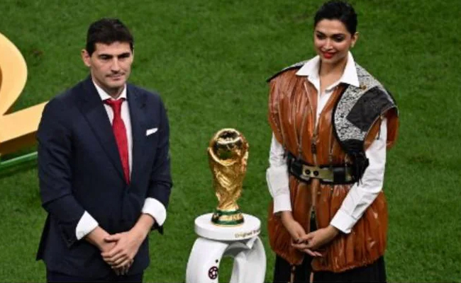 Actor Deepika Padukone unveils the FIFA World Cup 2022 trophy