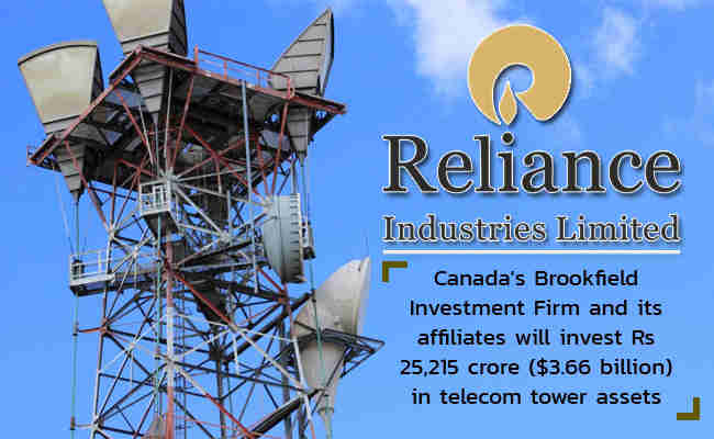 Brookfield signed $3.7-bn deal to acquire Reliance’s telecom tower wing