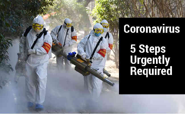 India's handling of Coronavirus - 5 Steps urgently required
