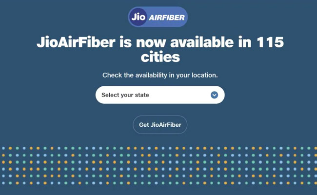 Jio AirFiber is now accessible in 115 Indian cities