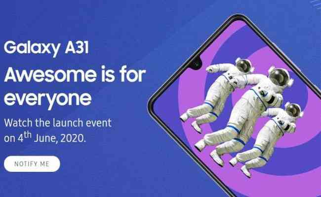 Samsung to launch its Galaxy A31 in India on June 4
