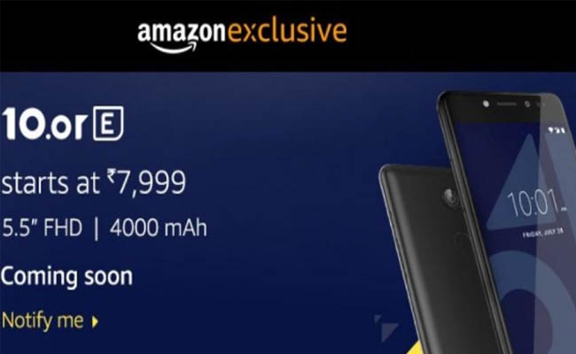 10.or smartphones debuts in India, launches 10.or E on Amazon